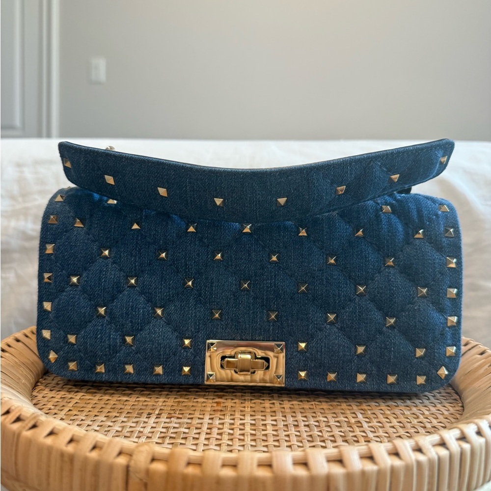 Valentino Garavani Studded Denim Handbag